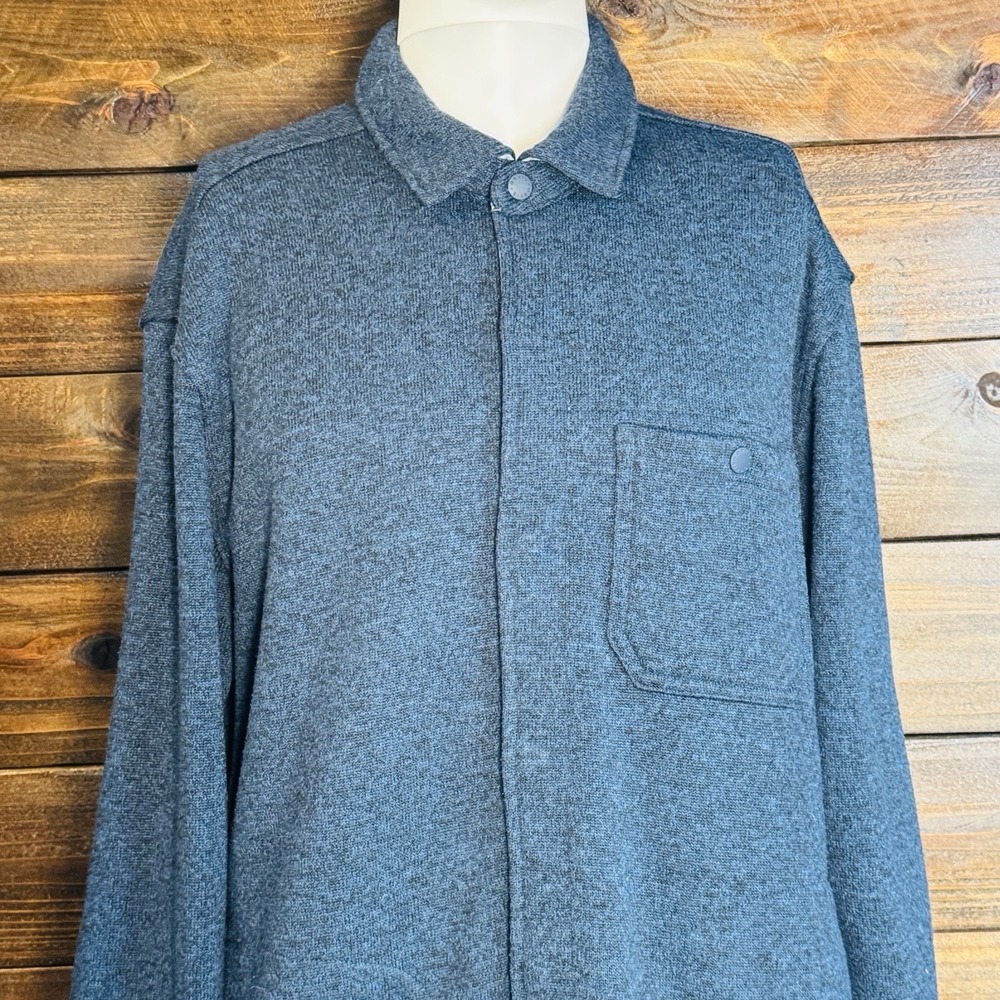 Orvis Mens XL Navy Knit Jacket Recycled Polyester 3 Pockets Full Snap Close - Picture 6 of 13